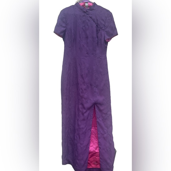A design Cotton Original Hand Made Chinese Cheongsam Style Qipao Dress Purple - Picture 11 of 11